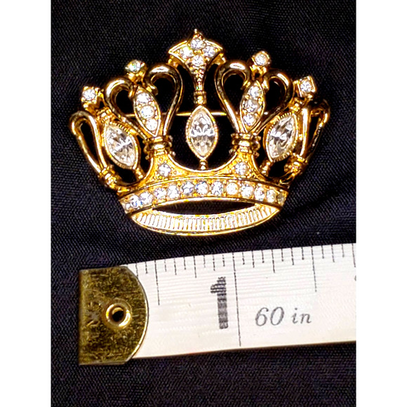Vtg Kenneth Lee Lane for AVON Crown Brooch Gold Tone Clear Rhinestones *NO BOX** - Picture 2 of 6